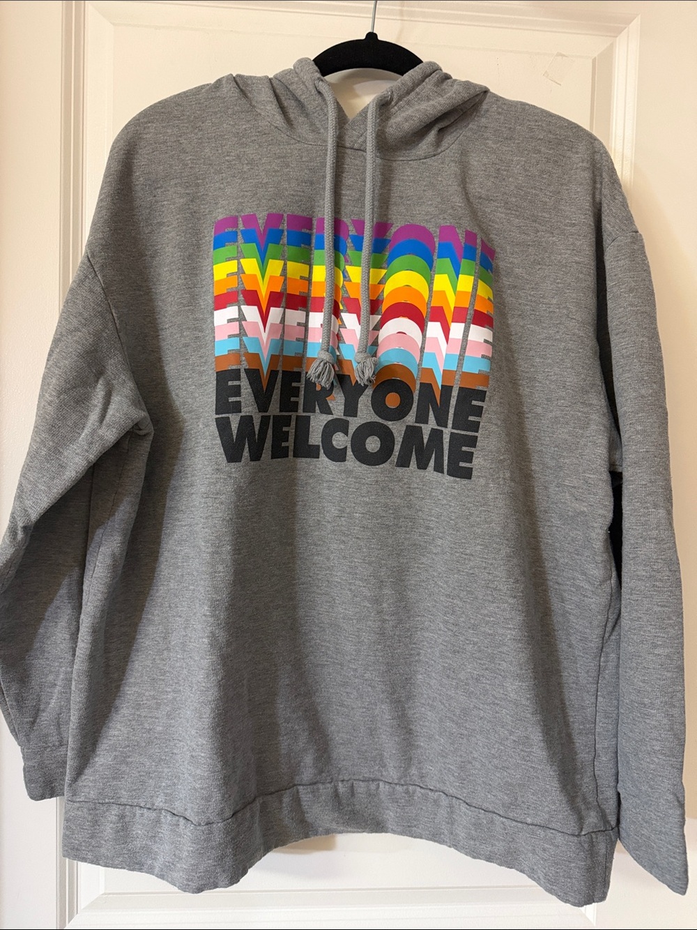 Target Gray Hoodie with Rainbow Layered "EVERYONE WELCOME" Graphic
